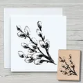 NEWSTAMPS Stempel Weidenkätzchen Motivstempel groß aus Holz & Gummi zum Karten basteln, Holzstempel, Blumen, Pflanzen, Floral, Wiese, Gräser, Scrapbook, Textilstempel, Deko, Kinder