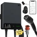 dé Typ 2 Wallbox 11kW mit APP und RFID, 6-16A 3-Phasen EV-Ladegerät 400V mit 5m Ladekabel und Kabelhalter für BEV/PHEV, RCD Typ-B & IP54-Schutz, effiziente Ladestation für Zuhause, schwarz