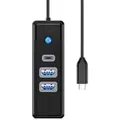 Orico-Hub, USB-C auf 2x USB 3.0 + USB-C, 5 Gbit/s, 0,15 m, schwarz - Schwarz