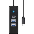 Orico Hub Adapter USB-C to 2x USB 3.0 + USB-C, 5 Gbps, 0.15m (Black) (USB-C, 3 Ports) (PWC2U-C3-015-BK-EP)