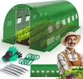 KESSER® Folien-Gewächshaus Stabil mit Fenstern mit Moskitonetz & Tür | Gartentunnel mit Rahmen aus verzinktem Stahl | Folientunnel 170g/m² inkl. Erdanker Handschuhen & Seilen