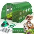 KESSER® Folien-Gewächshaus Stabil mit 12 Fenster mit Moskitonetz & Tür | Gartentunnel mit Rahmen aus verzinktem Stahl | Folientunnel 170g/m² inkl. Erdanker Handschuhen & Seilen | 600x300cm Grün