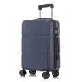 Koffer Trolley Reisekoffer Suitcase, Rollkoffer Handgepäck ,mit 4 Rollen360°, Hartschalenreisekoffer, Zahlenschloss, Weicher Gummigriff(M,Dunkelblau)