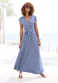 Maxikleid, mit Bindegürtel, Sommerkleid, Strandkleid, Gr. 42 - N-Gr, blau bedruckt N-Gr