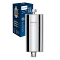 Philips Water Inline-Duschfilter mit 1 Ersatzkartusche – 50.000 L Kapazität, reduziert Chlor um bis zu 99%, passend für alle Standardschläuche und -armaturen, Chrom
