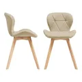 [en.casa] Esszimmerstuhl Älmhult 2-er Set 78x47x52 cm Kunstleder Buche Stühle Wohnzimmerstuhl Küchenstuhl Beige