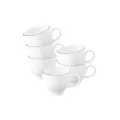 Seltmann Weiden Lido Black Line Espressotassen 6er Set, 90 ml, Tassen mit schwarzem Rand, Porzellan, Weiß