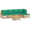 vidaXL 6-tlg Garten-Lounge-Set mit Grünen Kissen Bambus Modell 4