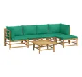 vidaXL Gartenlounge-Set 6-tlg. Garten-Lounge-Set mit Grünen Kissen Bambus, (1-tlg)