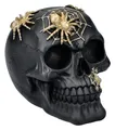Figuren Shop GmbH Dekofigur Totenkopf Figur schwarz-gold mit Spinnen - Gothic Dekoration Halloween
