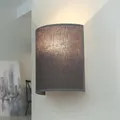 Wandleuchte Wandlampe Up Down Grau Stoff Schirm Metall E27 innen Schlafzimmer