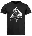 Neverless® Herren T-Shirt mit Aufdruck Panda DJ Techno Rave Festival Outfit Sommer Fashion Streetstyle schwarz XL