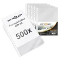 versando 500x A4 Prospekthüllen Business mit Heftrand Klarsichthüllen genarbt transparent 60my (5x 100 Stück)