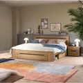 Mid.you Schlafzimmer, Grau, Eiche Artisan, Holzwerkstoff, 3-teilig, 284x87x205 cm, mit Schubkästen, für Lattenrost geeignet, Schlafzimmer, Schlafzimmer Komplett