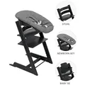 Stokke Hochstuhl-Set Tripp Trapp Bundles, Schwarz, Holz, Buche, 87x65x46 cm, Fußstütze verstellbar, Sitzfläche höhenverstellbar, Bezug abnehmbar, waschbar, Babymöbel, Hochstühle & Zubehör, Hochstühle