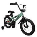 BERLIN BIKE Kinderfahrrad 16 Zoll mit Stützrädern, V Brake Bremsen und Klingel, Kinder Fahrrad für Jungen und Mädchen 4 bis 7 Jahre, mit Schutzblech vorne und hinten (Grün)