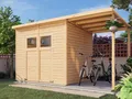 Gartenhaus Gerätehaus WOODTEX mit Anbau naturbelassen Pultdach Holz Garten