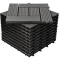 ECD Germany WPC Terrassenfliesen 30x30 cm 11Er Spar Set Anthrazit Mosaik