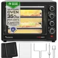 TurboTronic Minibackofen - EV35 - mit Umluft und Drehspieß 35 Liter, Schwarz, inkl. 2x Backblech, 1600W Mini Tisch Backofen Camping Pizzaofen Klei... - Schwarz