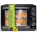 TurboTronic Minibackofen mit Umluft 35l schwarz 1600W, Mini Backofen mit 2 Backblechen, Timer, Pizzaofen, Grill
