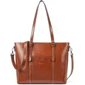 BOSTANTEN Damen Ledertaschen Shopper Schultertasche, Frauen Designer Handtasche 14 15.6 Zoll Laptoptasche Tote Bag Braun