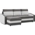 Ecksofa mit Schlaffunktion, Universelle Seite, Grau + Weiß