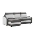 Mebligo - Ecksofa mit Schlaffunktion, Universelle Seite, Grau + Weiß (Mikro 27 + Mikro 31)