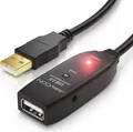 deleyCON 10m USB 2.0 Verlängerungkabel Repeater-Kabel Aktiv mit Signalverstärker Extension Cable USB-A auf USB-A Buchse - Schwarz