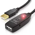 deleyCON 10m USB 2.0 Verlängerungkabel Repeater-Kabel Aktiv mit Signalverstärker Extension Cable USB-A auf USB-A Buchse - Schwarz