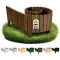 Floranica Palisade Rasenkante Holz Flexible Beeteinfassung Rollborder Gartenzaun, LxH: 200x20 cm, Dunkelbraun, Umzäunung für Garten Blumenbeeten Gemüsebeeten Rosen braun 200 cm x 20 cm