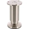 WAGNER Möbelbein/Möbelfuß/Verstellfuß - DESIGN - Ø 40/60 x 100-120 mm, justierbar, Edelstahl-Optik nickel matt, inkl. Anschraubplatte Durchmesser Ø 60 mm - 12037001