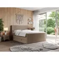 Boxspringbett, doppelbett mit Multipocket-Matratze und zwei Bettkästen - KING DOREN - 200x200cm - Braun - H3 - Braun