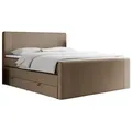 BOXSPRINGBETT KING DOREN 200/200 Braun Kunstleder - H3