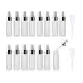 Enslz Leere Mini-Milchglas-Tropfflaschen für ätherische Öle, Nasenöl, wiederverwendbar, nachfüllbar, mit Metall-Schraubverschlussdeckel und Gummiballon, 5 ml, Silber, 15 Stück