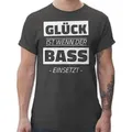 Shirtracer T-Shirt Glück ist wenn der Bass einsetzt Technomusik & House Music grau L