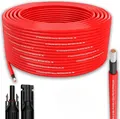 Solarkabel Solarleitung 25m 6mm² Photovoltaik PV Kabel  + 10 Stecker Rot