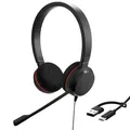 Jabra Evolve 20 Stereo Headset - Microsoft Zertifizierte Kopfhörer für VoIP Softphone mit passiver Geräuschunterdrückung - USB-C/A - Schwarz