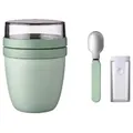 Mepal Lunchbox Klapplöffel Set mit Lunchpot Mini Ellipse, für Joghurt & Müsli, Polypropylen (PP), PCTG, geeignet für Gefrierschrank, Mikrowelle & Spülmaschine, Nordic Sage grün