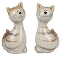 2er Set Dekofiguren Katzen CREMEBRAUN sitzend H. 23cm aus Keramik Formano WA
