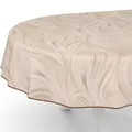 ANRO Wachstuchtischdecke Wachstischdecke Wachstuch Tischdecke abwaschbar Gartentischdecke Abstrakt Beige Oval 220x140cm mit Saum (Eingefasst)