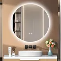 PESENXAN Badezimmer Spiegel mit Beleuchtung, 60cm LED Bad Spiegel mit 3 Lichtfarben, Dimmbar, Touch-Schalter, Speicherfunktion, Energiesparend Rund... - Silber