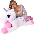 TE-Trend Kuscheltier Einhorn 110 cm Plüschtier Stofftier Unicorn - Weiß