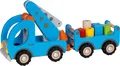 KRANWAGEN MIT ANHÄNGER magnetische Bausteine Lkw Lastwagen Baustelle aus Holz