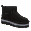 BEARPAW Retro-Shorty-Stiefel für Damen, bequemes, warmes Wollfutter, Damen-Winterstiefel, mehrere Farben und Größen, Schwarz/Schwarz, 7