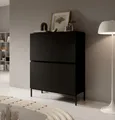 Selsey Highboard Bemmi - Hochkommode 4-türig, Schwarz, 100 cm