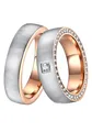Trauring "Schmuck Geschenk Edelstahl Trauring Ehering Partnerring LIEBE", Made in Germany - wahlweise mit oder ohne Zirkonia edelstahlfarben-roségoldfarben + kristallweiß mit Zirkonia 52 - mit Zirkonia