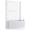 XL Spalier, Pflanzkasten Outdoor - wetterfest, UV- & frostbeständig, Kunststoff Rattan Optik, 100x43x142 cm, für Garten & Balkon - Breit, Weiß - Weiß