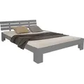 Homestyle4u Doppelbett Holzbett 180 x 200 mit Lattenrost Bett Bettgestell Grau Kiefer Holz - Grau
