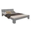 Homestyle4u 2039, Doppelbett Holzbett 180 x 200 mit Lattenrost, Bett Bettgestell Grau Kiefer Holz