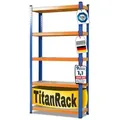 KARAT Schwerlastregal Grizzly - Bis zu 1250 kg Traglast - Schnelle Montage durch Stecksystem - 180 x 90 x 60 cm - Blau-Orange